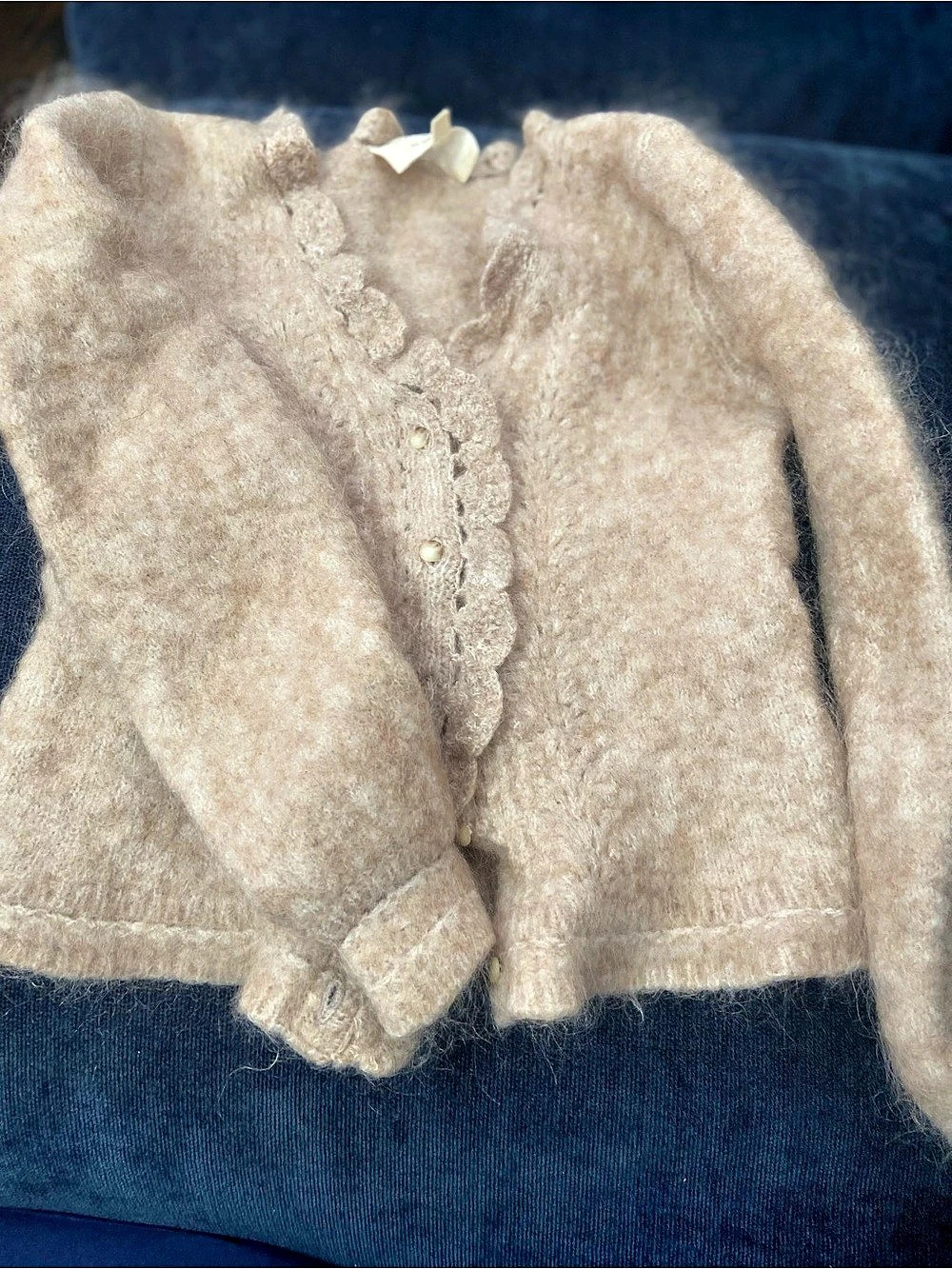 La Maille Sezane Paris Ruse Saint-Fiacre Textured Cardigan in beige kids Size Sm